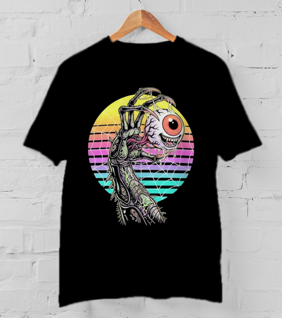 Creepy Eyeball Held By Alien Claw Sunset T-Shirt