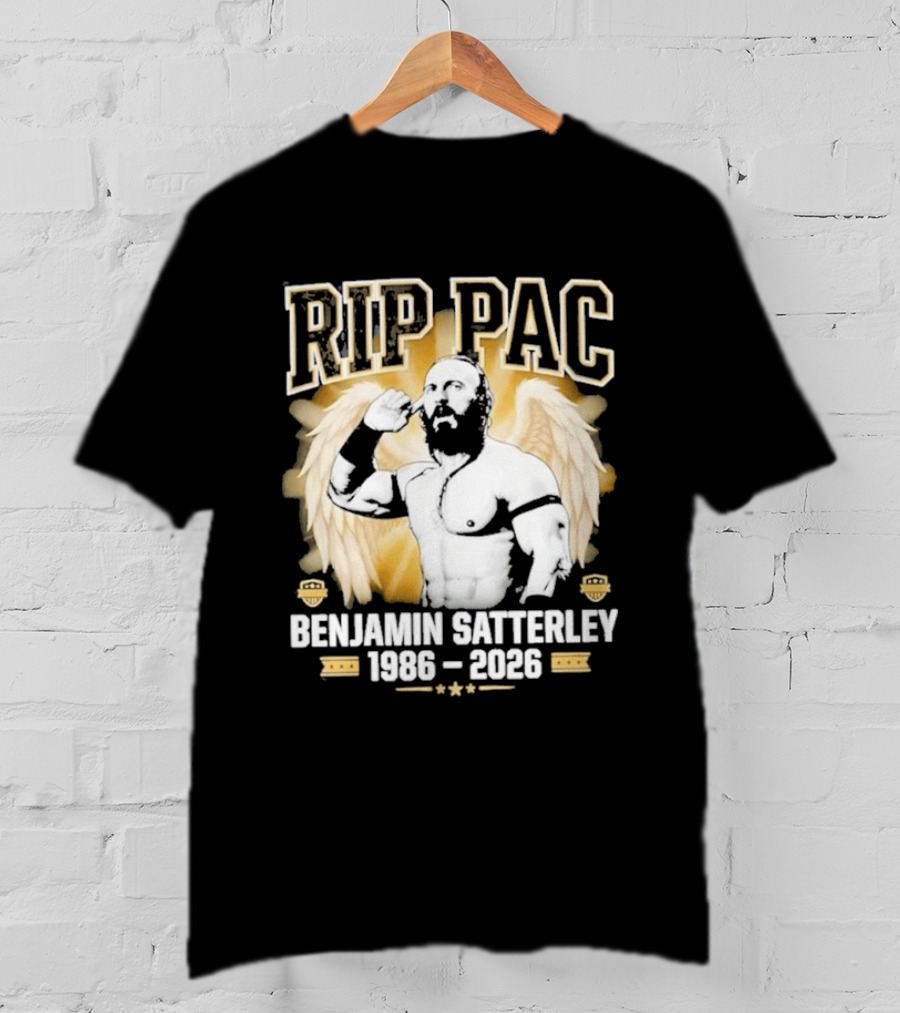 RIP PAC Benjamin Satterley 1986 2026 Memorial Wrestling Angel Wings T-Shirt