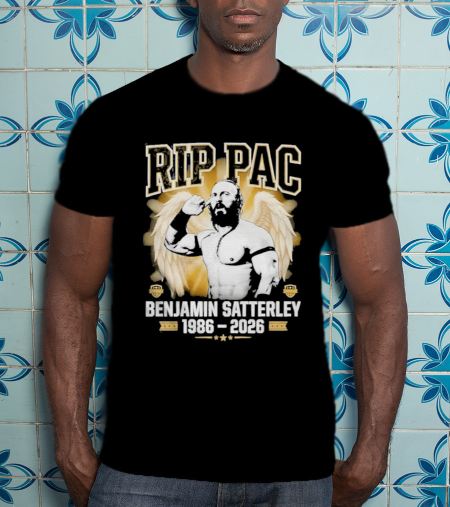 RIP PAC Benjamin Satterley 1986 2026 Memorial Wrestling Angel Wings T-Shirt