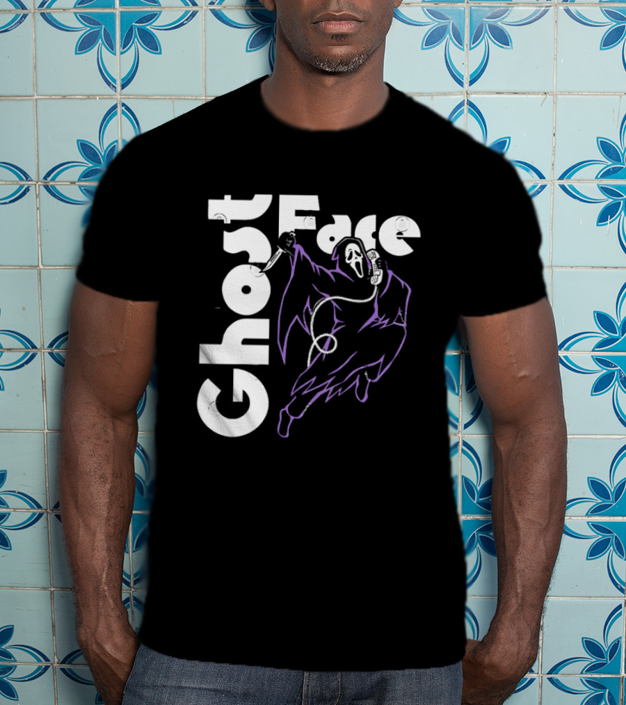 Ghost Face Horror Movie Scream Iconic Mask With Knife T-Shirt