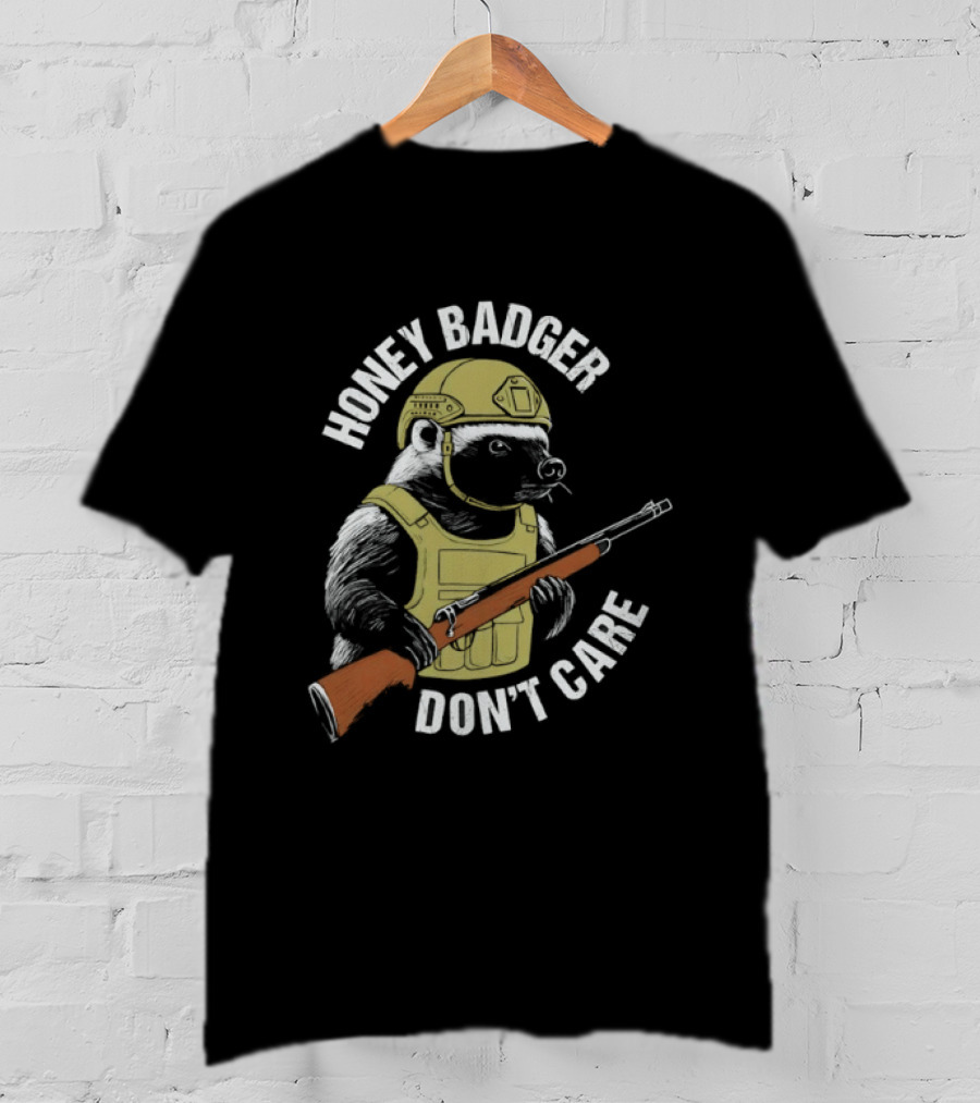 Honey Badger Don't Care Tactical Soldier Helmet Rifle T-Shirt