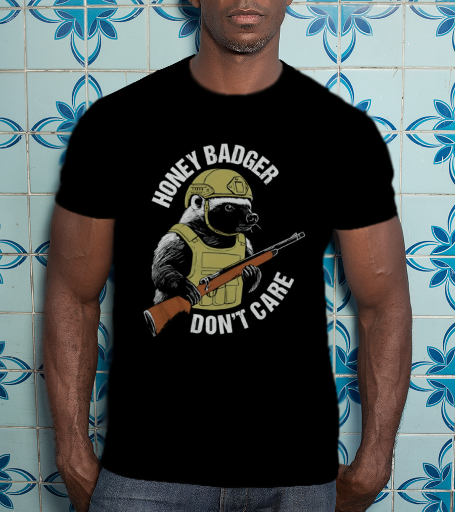 Honey Badger Don't Care Tactical Soldier Helmet Rifle T-Shirt
