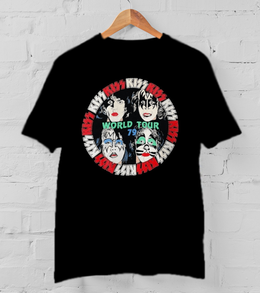 Kiss World Tour 79 Band Rock Music Vintage Concert теe T-Shirt