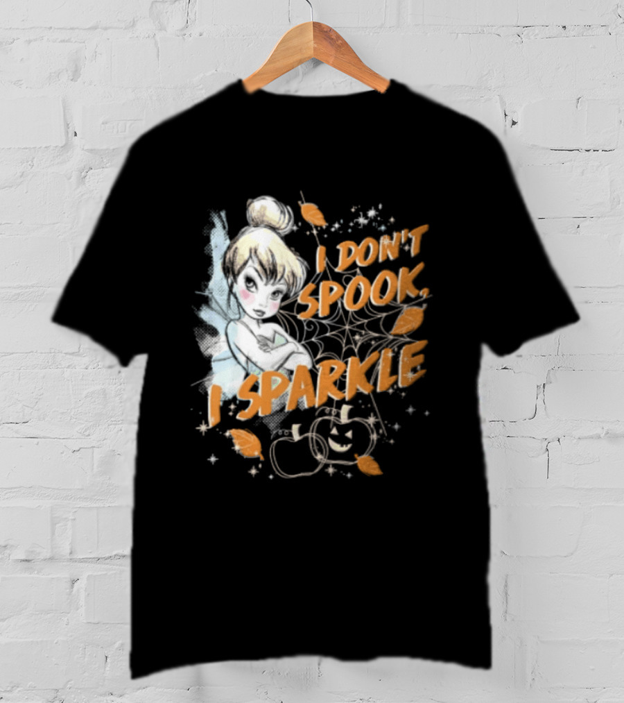 Tinker Bell I Don't Spook I Sparkle Halloween Spider Web Pumpkins T-Shirt