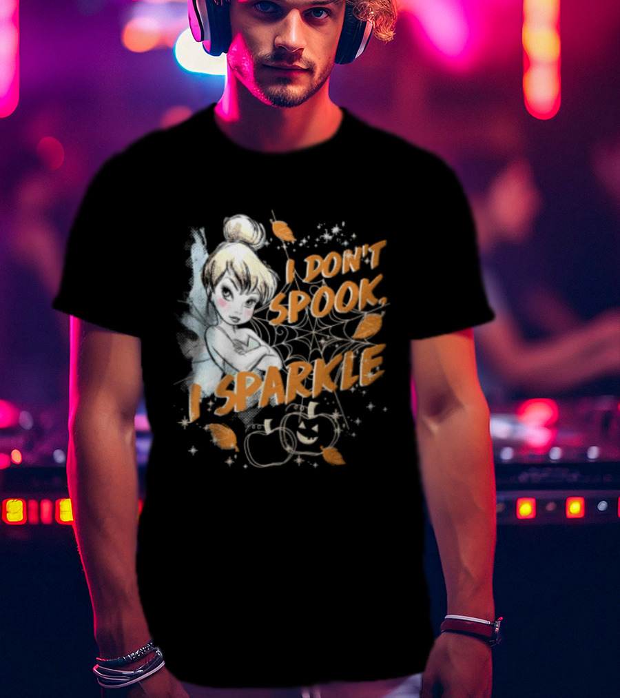 Tinker Bell I Don't Spook I Sparkle Halloween Spider Web Pumpkins T-Shirt