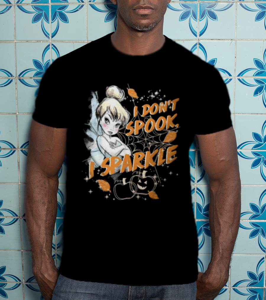 Tinker Bell I Don't Spook I Sparkle Halloween Spider Web Pumpkins T-Shirt