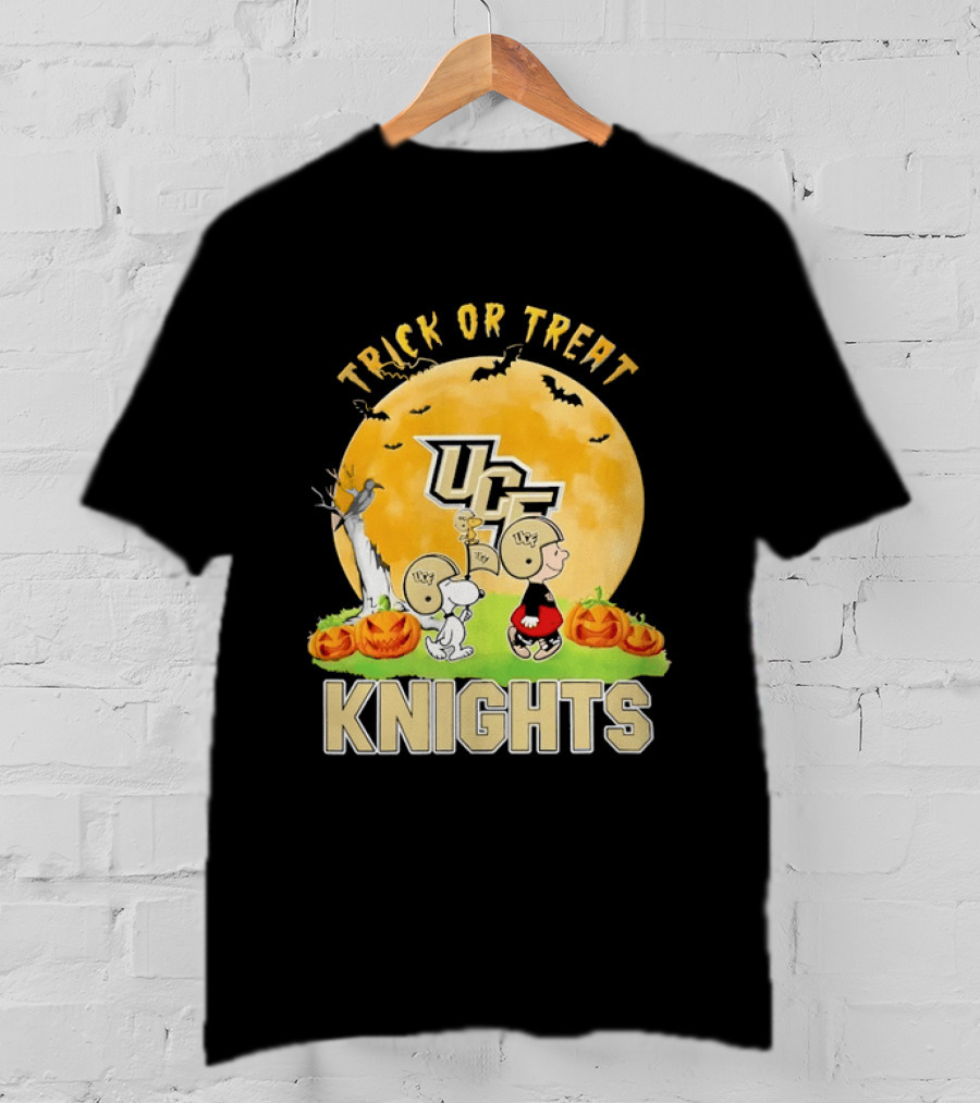 UCF Knights Trick Or Treat Halloween Snoopy Charlie Brown Woodstock Moon T-Shirt