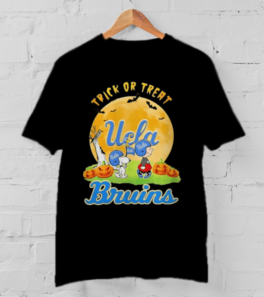 UCLA Bruins Snoopy Charlie Brown Woodstock Trick Or Treat Halloween Moon T-Shirt