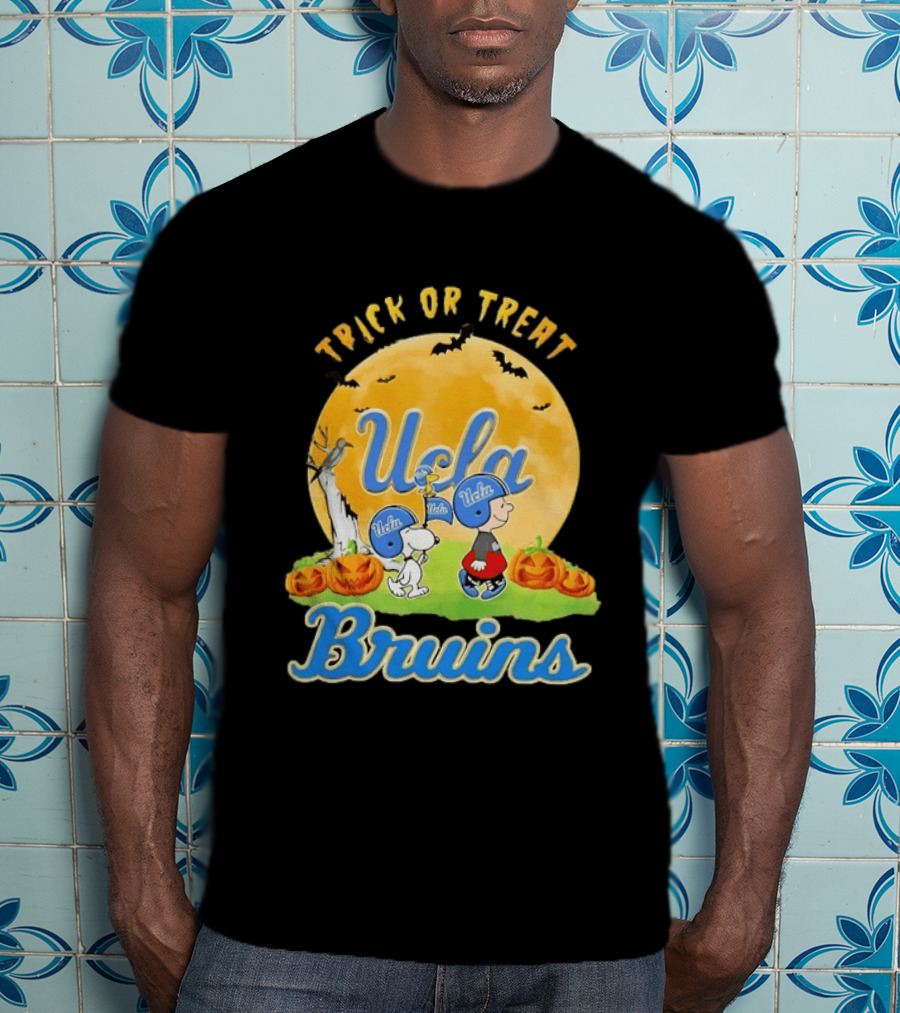 UCLA Bruins Snoopy Charlie Brown Woodstock Trick Or Treat Halloween Moon T-Shirt