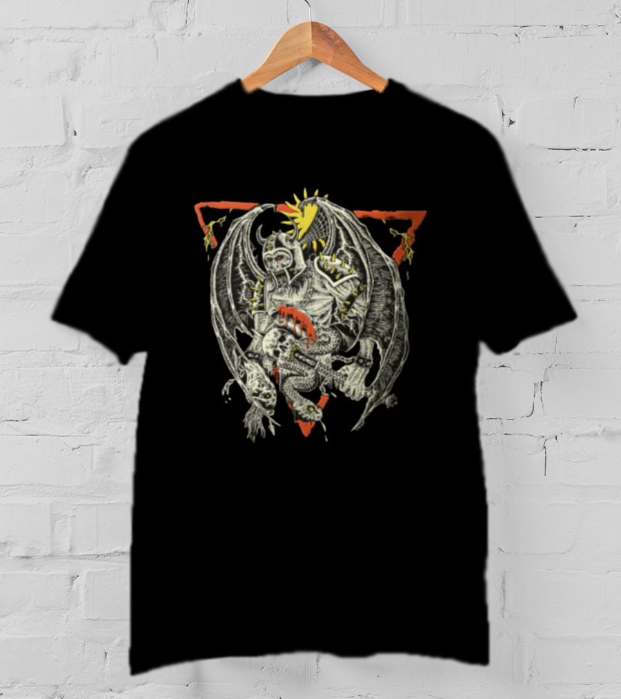 Winged Demon Warrior Spiked Helmet Skull Snake T-Shirt