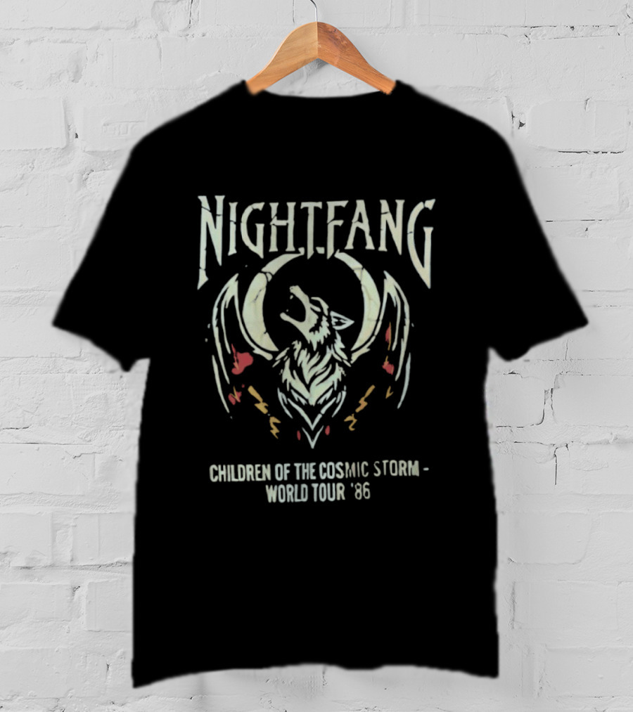 Nightfang World Tour '86 Children Of The Cosmic Storm Wolf And Wings T-Shirt