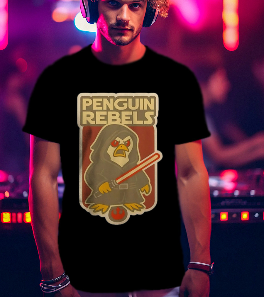 Penguin Rebels Star Wars Lightsaber Hooded Jedi Bird T-Shirt