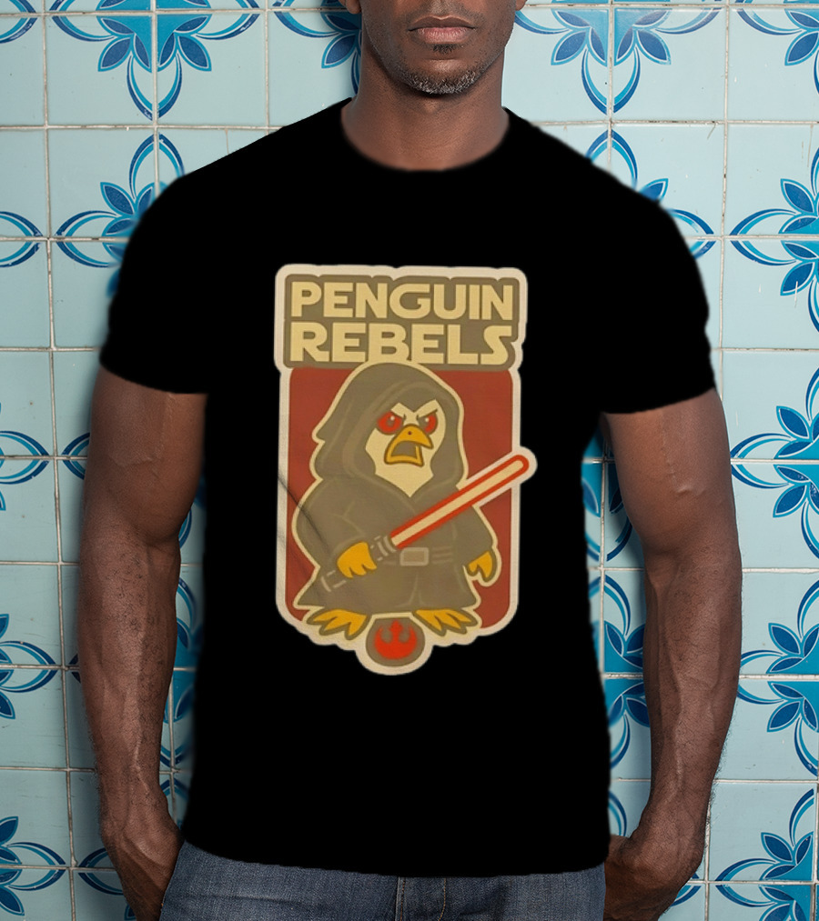 Penguin Rebels Star Wars Lightsaber Hooded Jedi Bird T-Shirt