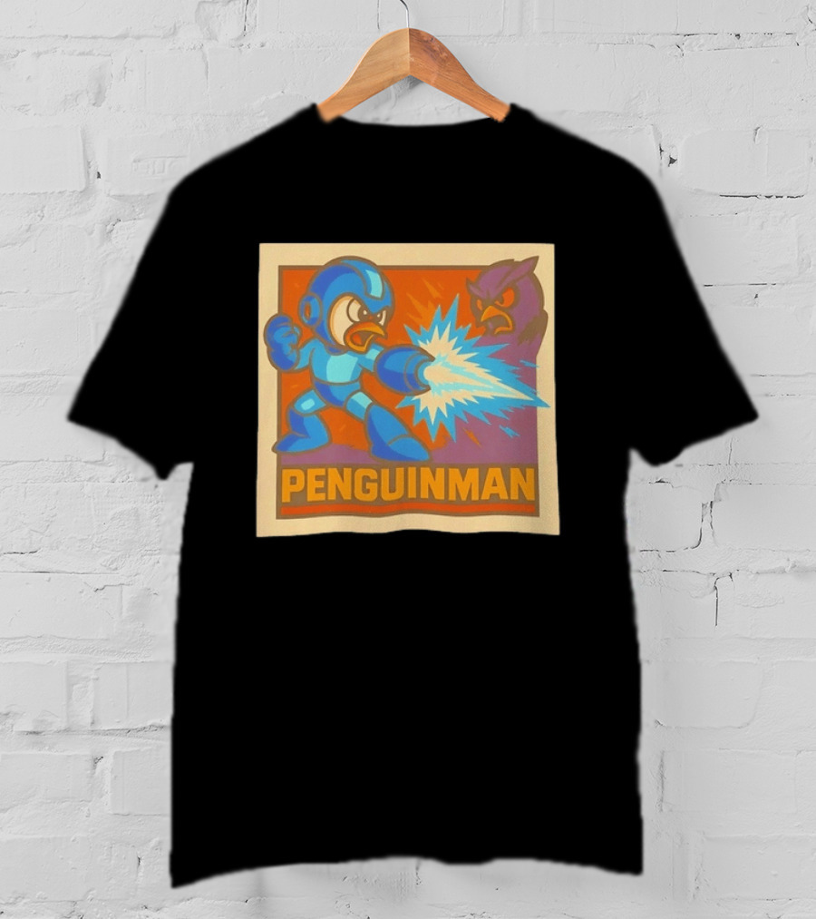 Penguinman Retro Video Game Character Vs Villain Showdown Mega Man T-Shirt