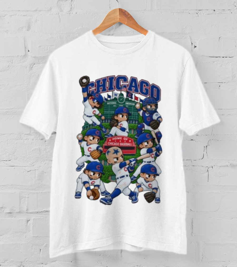 Chicago Cubs Animated Players Wrigley Field Home Baseball 2026 27 T-Shirt