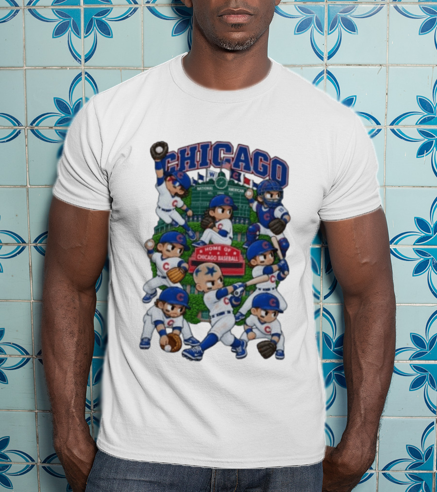 Chicago Cubs Animated Players Wrigley Field Home Baseball 2026 27 T-Shirt