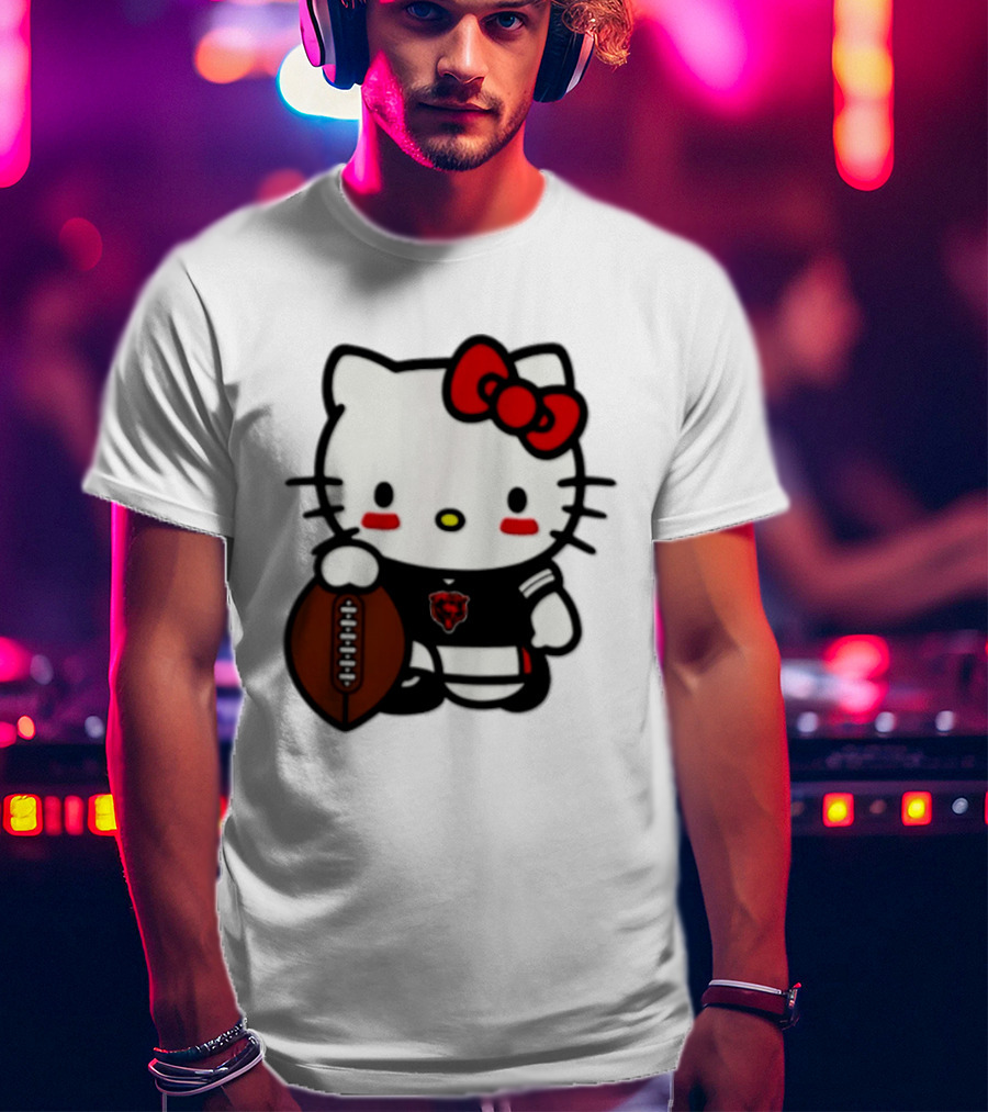 Hello Kitty Chicago Bears Football Cartoon T-Shirt