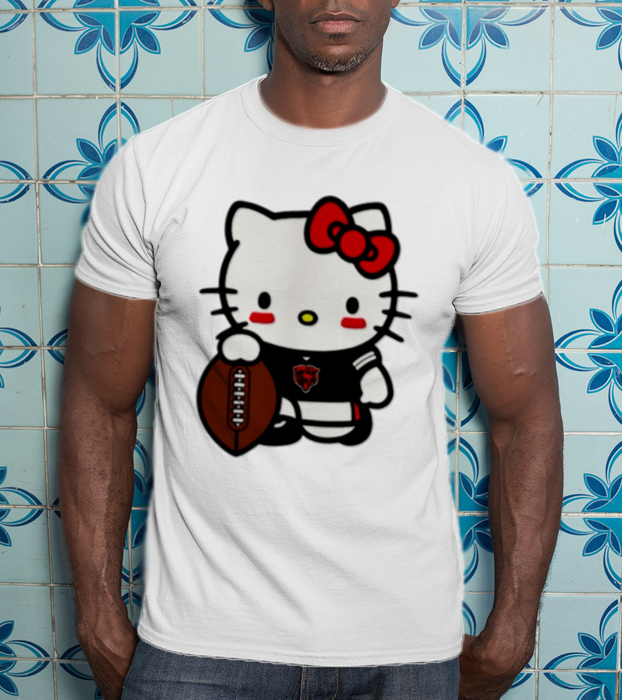 Hello Kitty Chicago Bears Football Cartoon T-Shirt