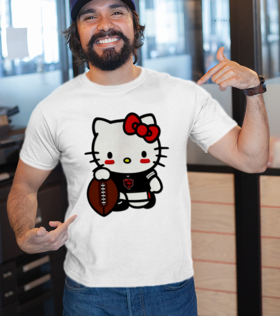 Hello Kitty Chicago Bears Football Cartoon T-Shirt