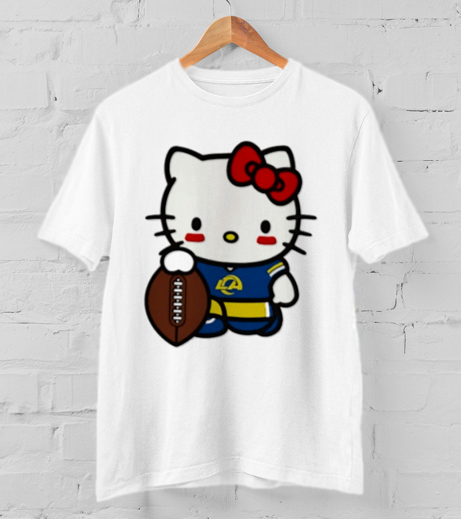 Hello Kitty Los Angeles Rams Football Fan Cartoon T-Shirt