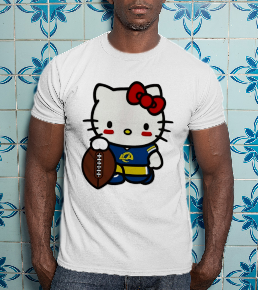 Hello Kitty Los Angeles Rams Football Fan Cartoon T-Shirt