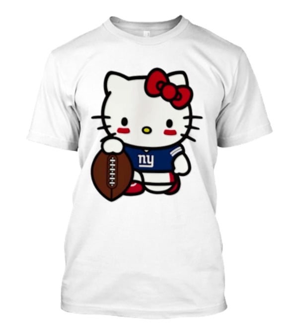 Hello Kitty New York Giants Football Cartoon Player T-Shirt