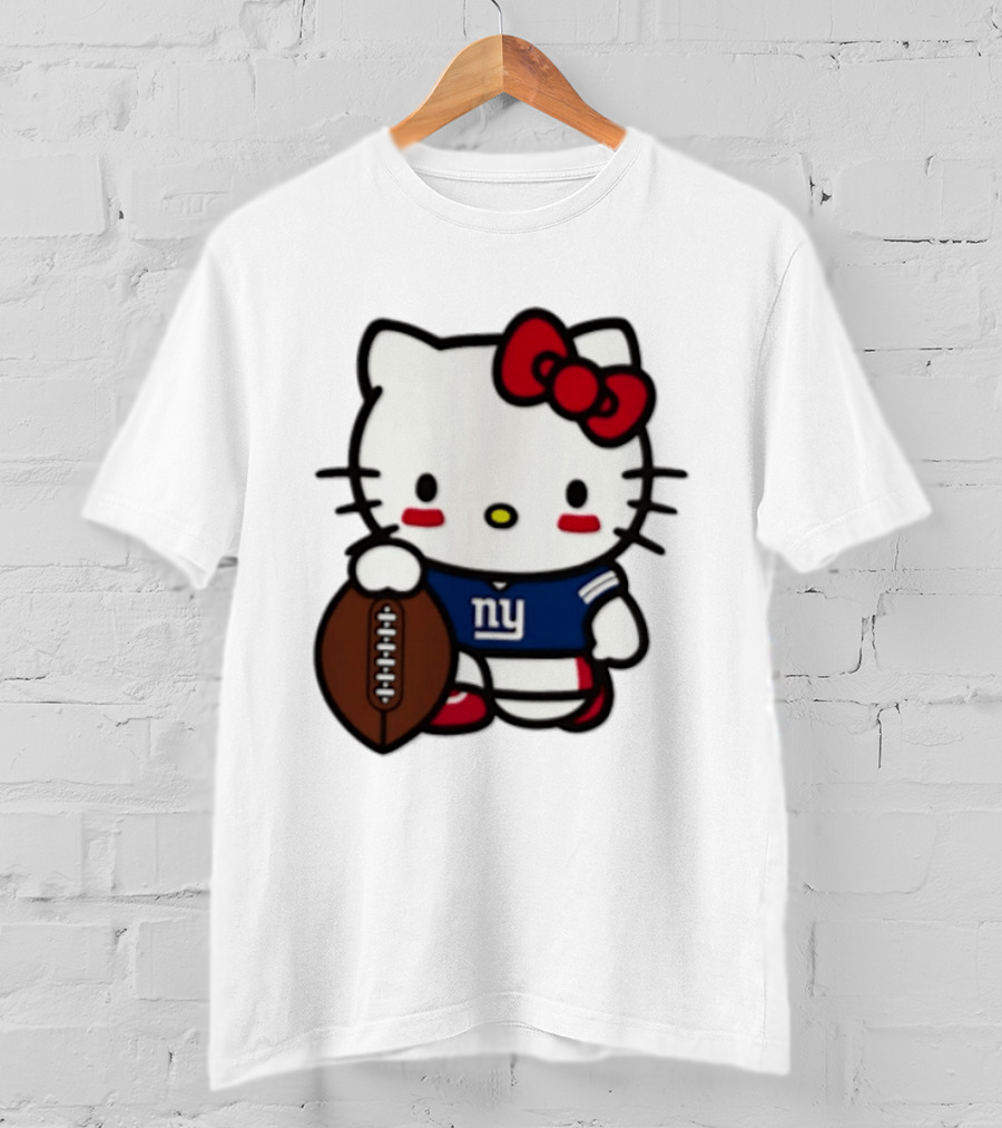Hello Kitty New York Giants Football Cartoon Player T-Shirt