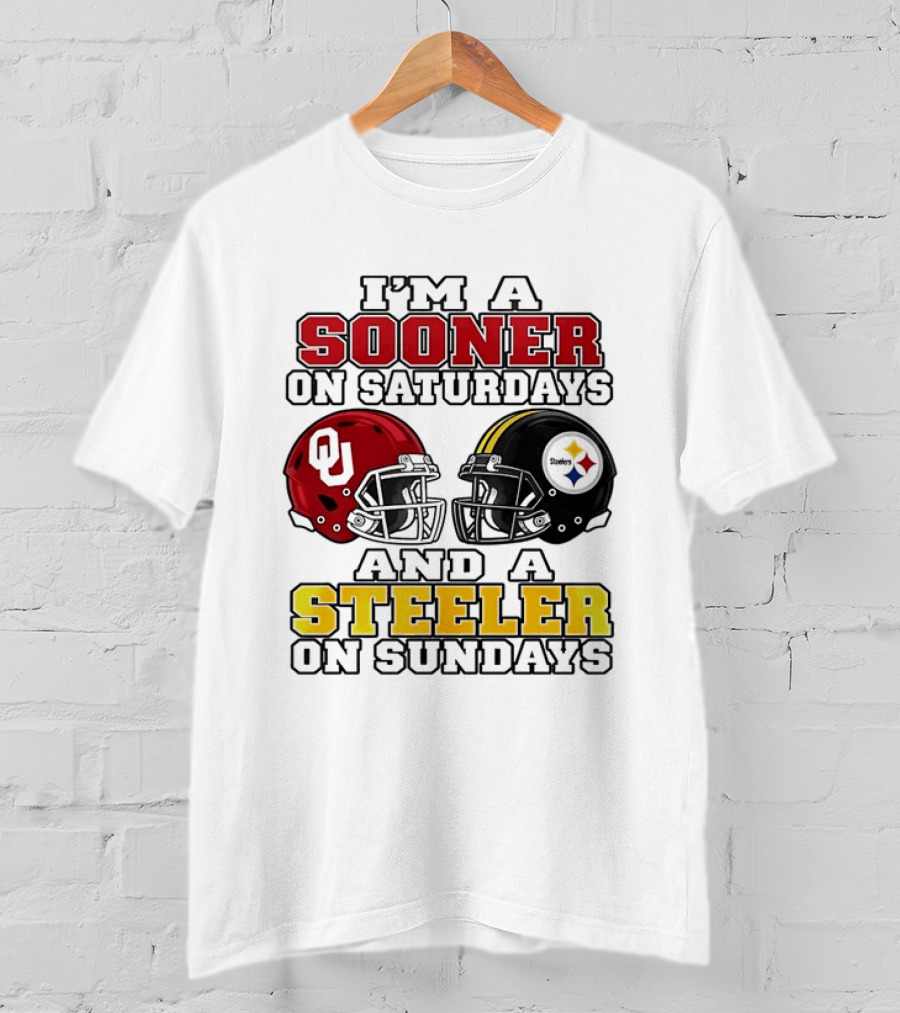 I'm A Sooner On Saturdays And A Steeler On Sundays 2 Helmet 2026 T-Shirt