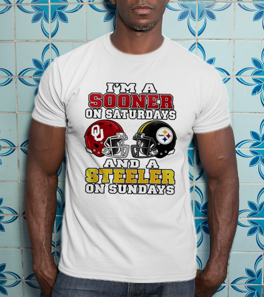 I'm A Sooner On Saturdays And A Steeler On Sundays 2 Helmet 2026 T-Shirt