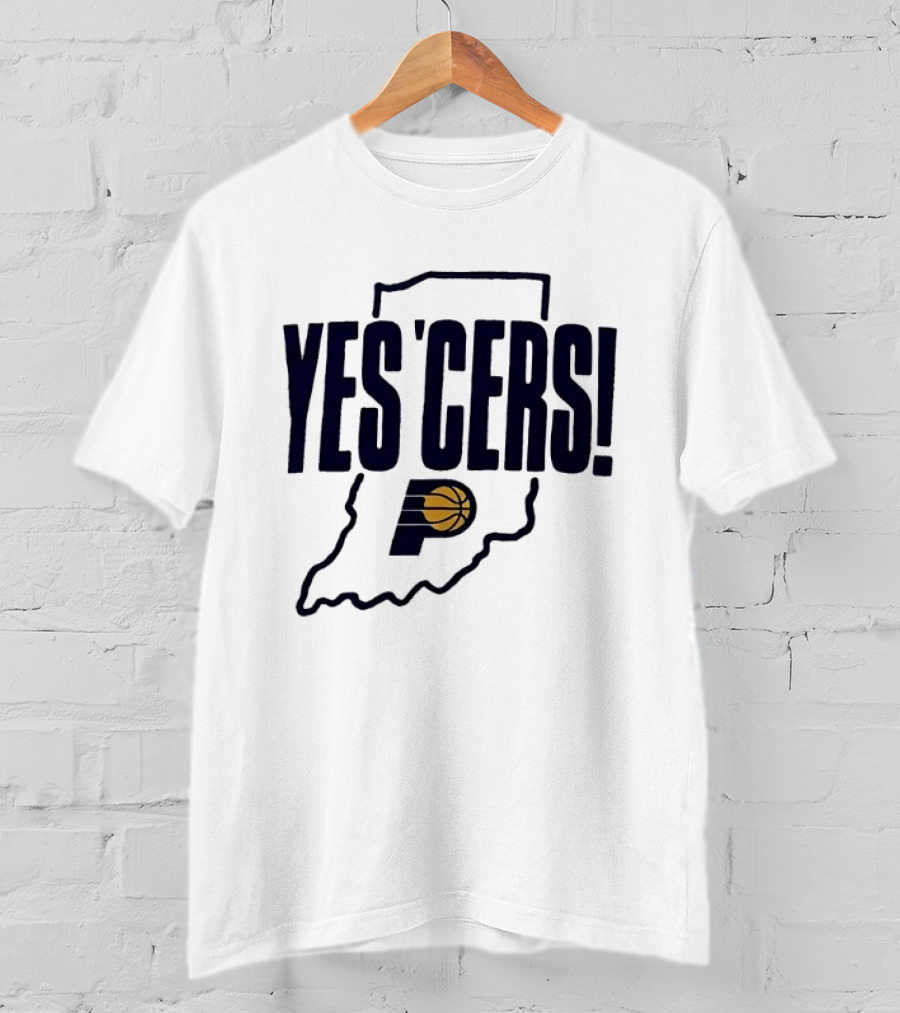 Indiana Pacers Yes'Cers Basketball Graphic With State T-Shirt