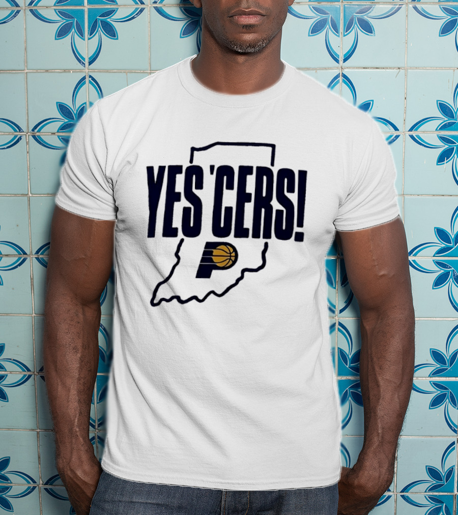 Indiana Pacers Yes'Cers Basketball Graphic With State T-Shirt