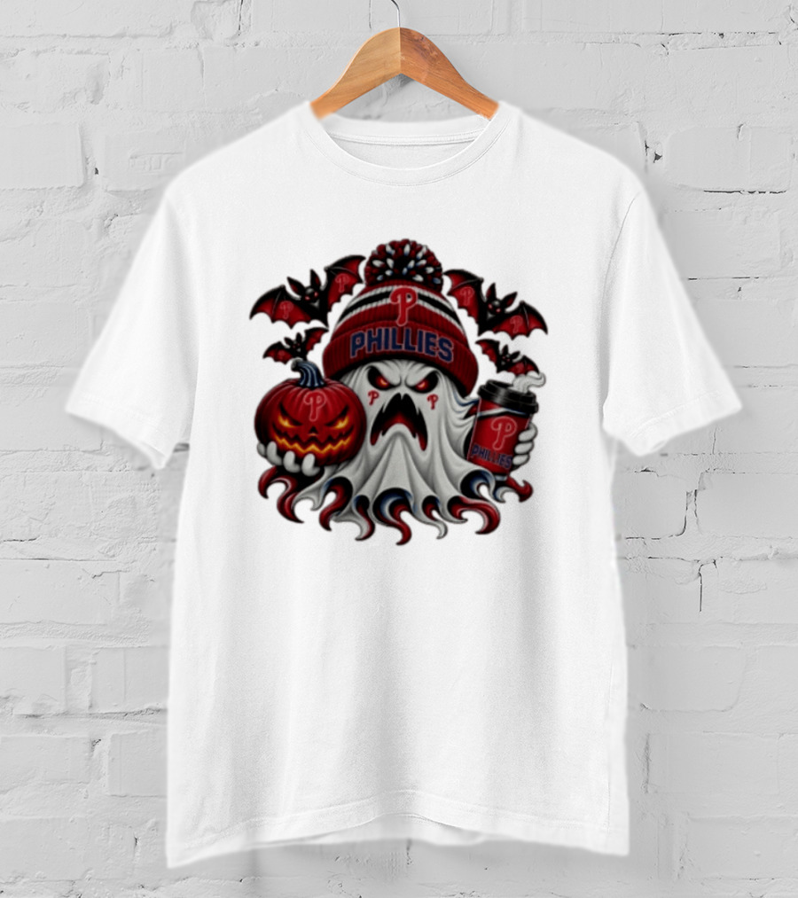 Philadelphia Phillies Halloween Ghost Coffee Pumpkin 2026 Spooky T-Shirt
