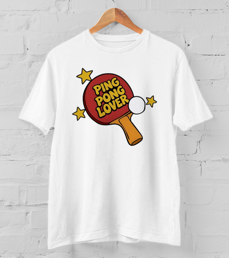 Ping Pong Lover Table Tennis Paddle Racket Stars T-Shirt