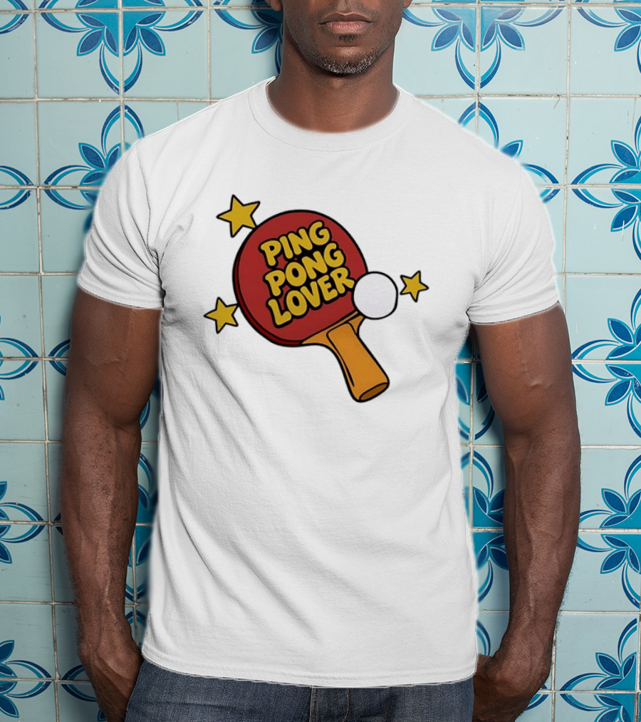 Ping Pong Lover Table Tennis Paddle Racket Stars T-Shirt