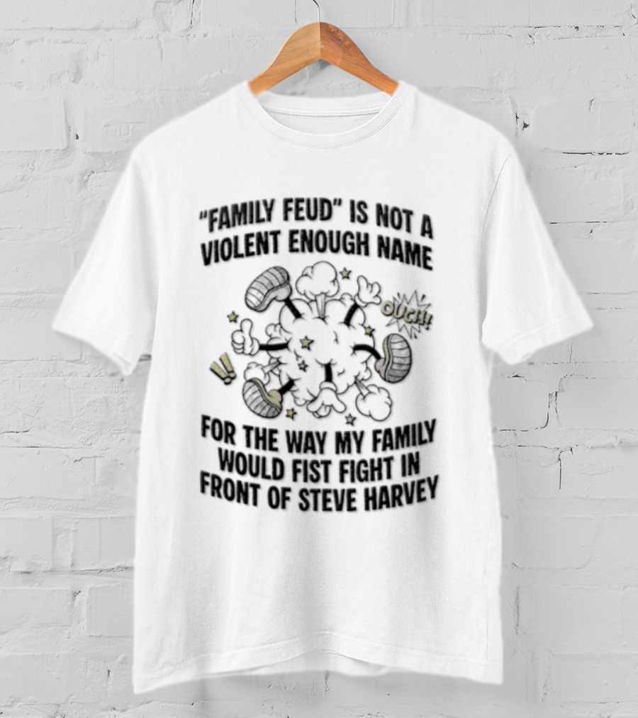 Steve Harvey Family Feud Cartoon Fight Cloud Throw Hands Ouch Strike Oof T-Shirt