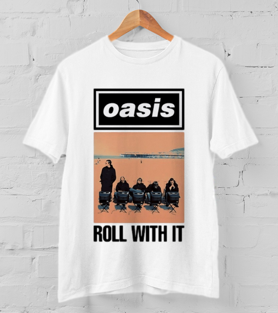 Oasis Roll With It Britpop Band Liam Gallagher T-Shirt