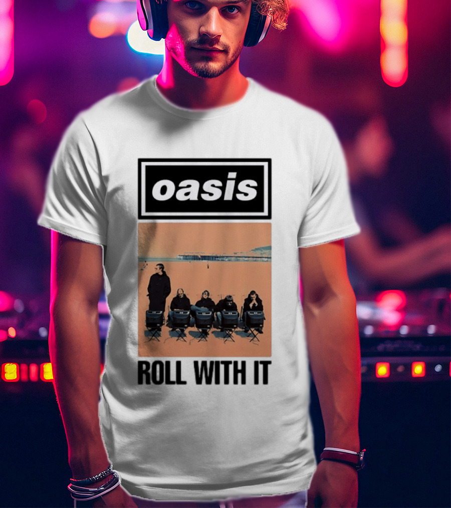 Oasis Roll With It Britpop Band Liam Gallagher T-Shirt
