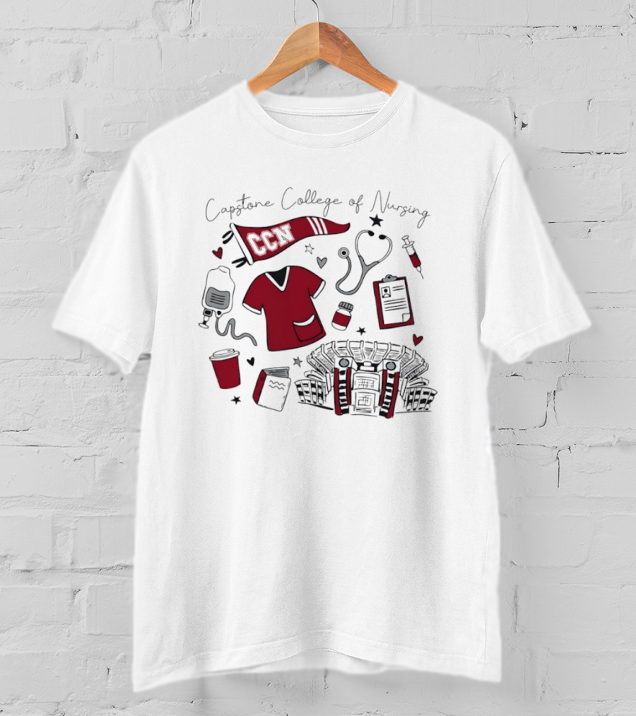 Capstone College Of Nursing CCN Medical Student Essentials Stethoscope Scrubs Stadium T-Shirt
