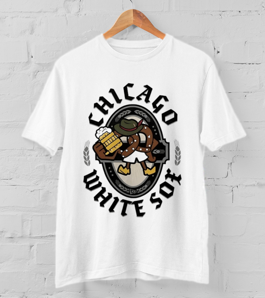 Chicago White Sox Oktoberfest Pretzel Beer Barrel Baseball Lederhosen T-Shirt