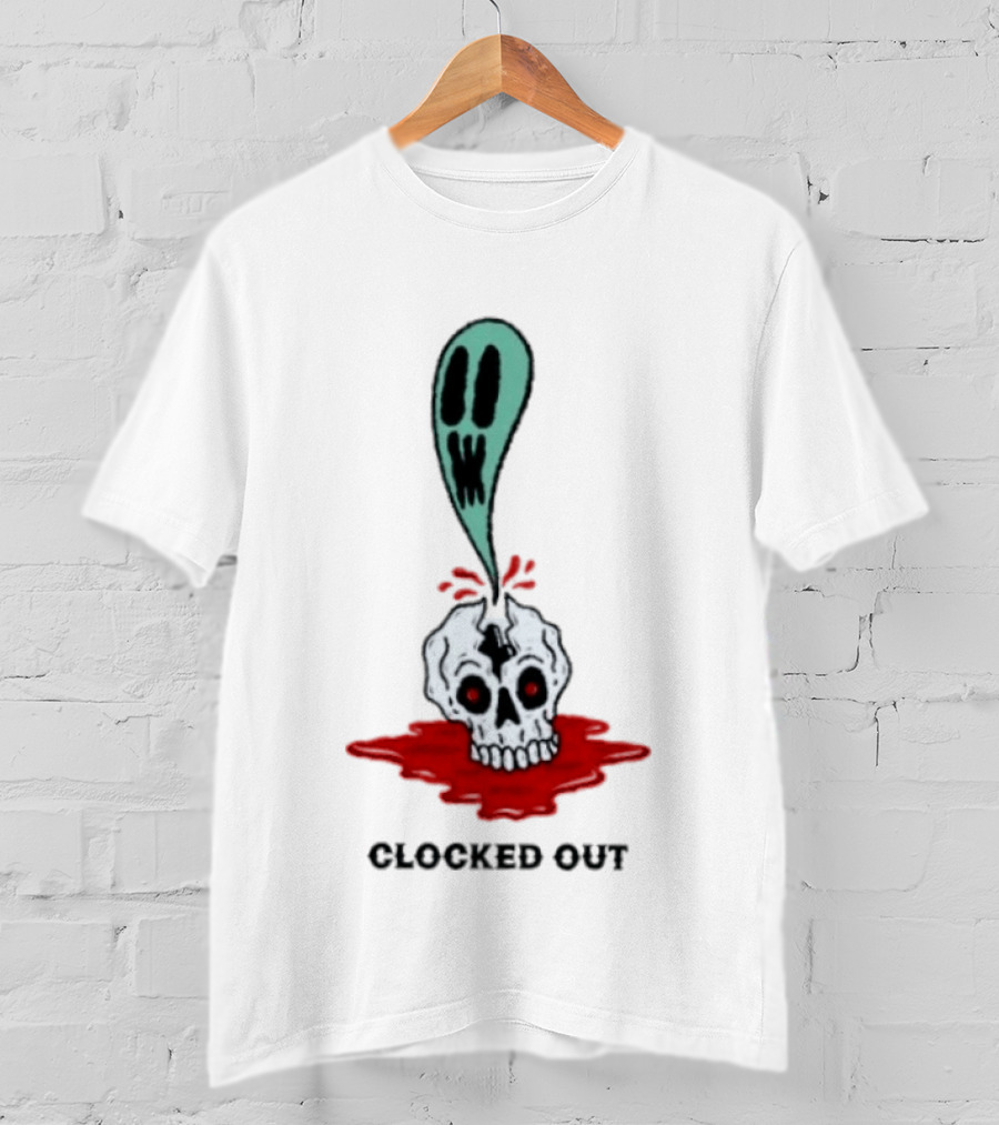 Ed Out Ghost Skull Death Spooky Work T-Shirt