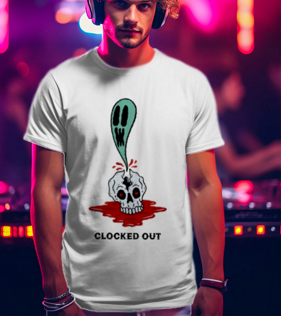 Ed Out Ghost Skull Death Spooky Work T-Shirt