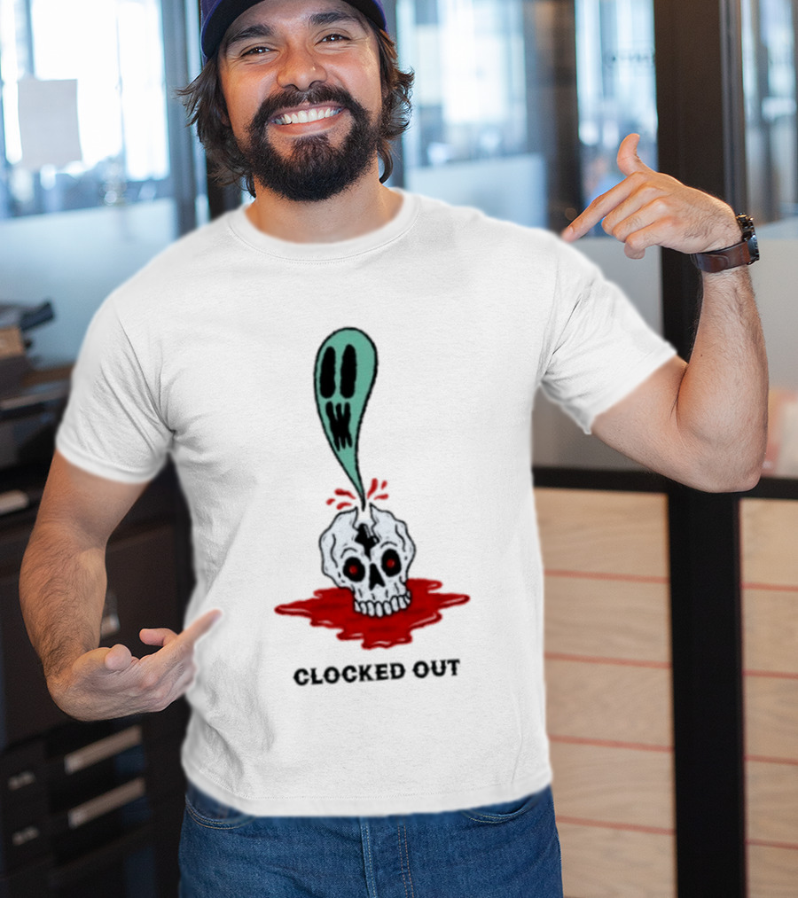 Ed Out Ghost Skull Death Spooky Work T-Shirt