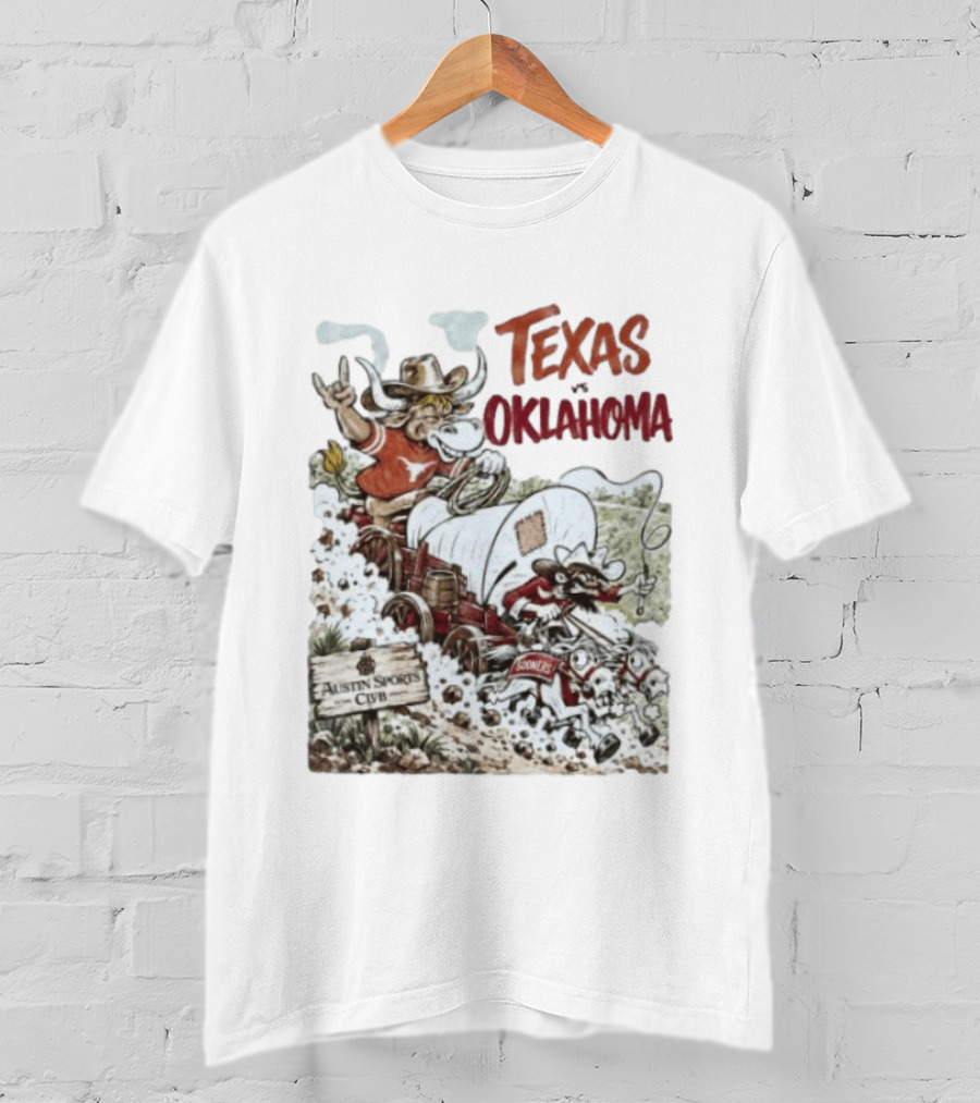 Texas Vs Oklahoma 1967 Longhorns Sooners Austin Sports Club Program T-Shirt
