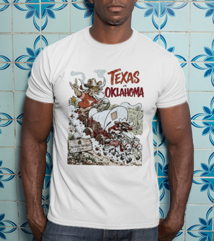 Texas Vs Oklahoma 1967 Longhorns Sooners Austin Sports Club Program T-Shirt