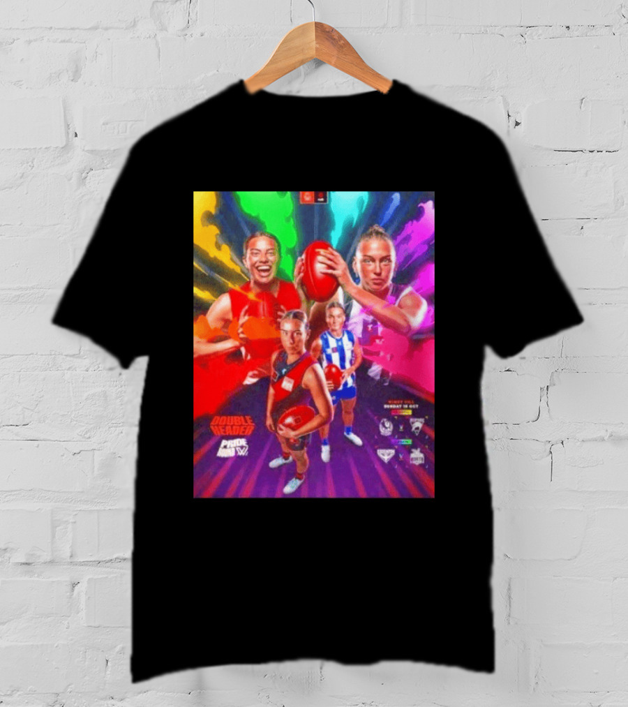 Double Header AFLW Pride Round Sydney Essendon North Windy Hill T-Shirt
