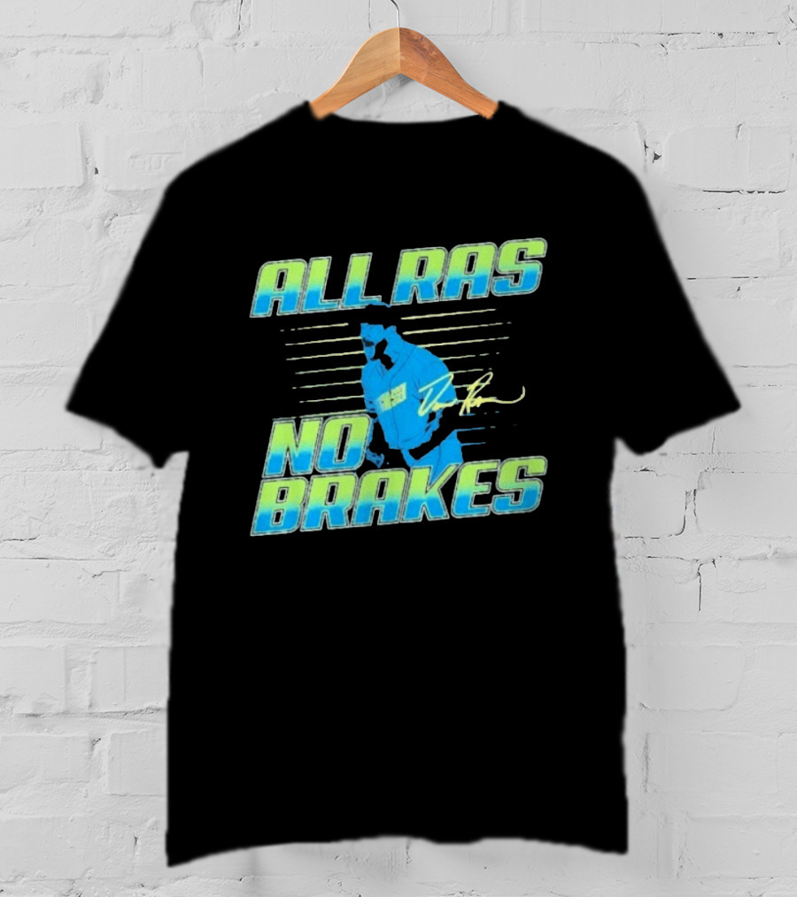ALL RAS NO BRAKES Baseball Player Blue Neon Stripes Signature T-Shirt