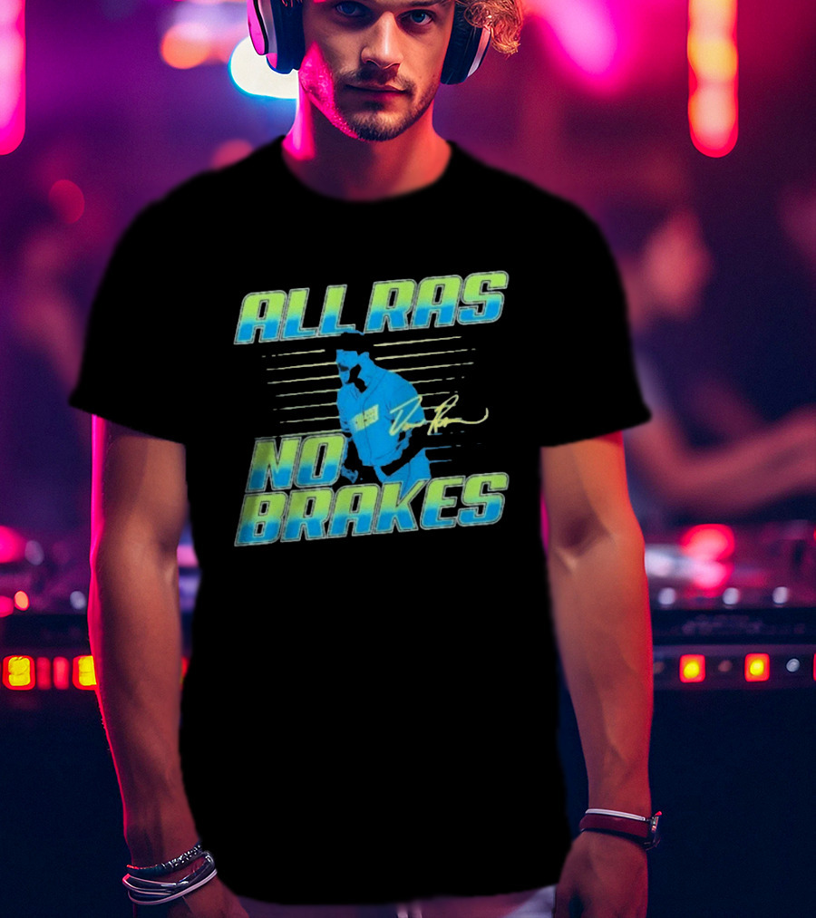 ALL RAS NO BRAKES Baseball Player Blue Neon Stripes Signature T-Shirt