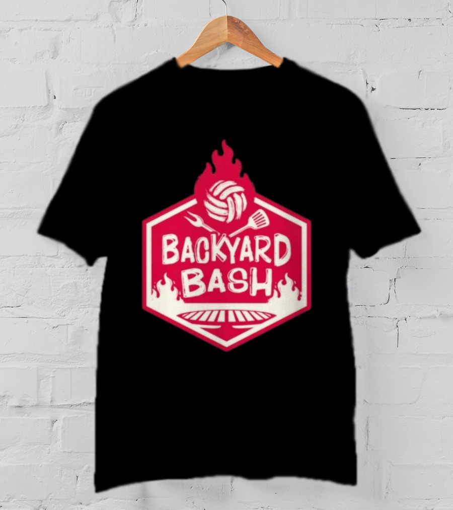 Backyard Bash Grill Barbecue Volleyball Flames Fork Spatula T-Shirt