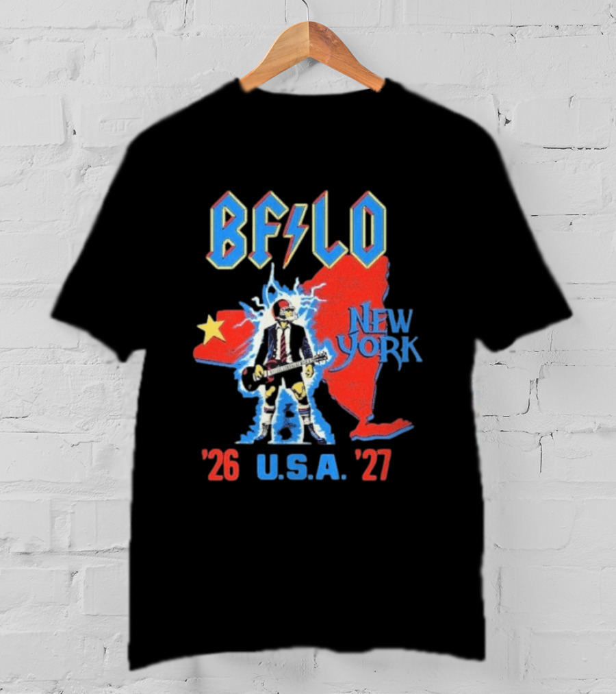 BFLO New York USA '26 '27 Tour Lightning Guitar Map T-Shirt