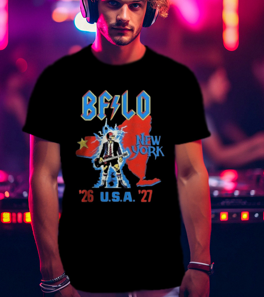 BFLO New York USA '26 '27 Tour Lightning Guitar Map T-Shirt